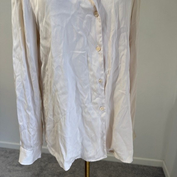 Quince Silk Spandex Button Up Shirt Blush Long Sleeve Size Medium Career Minimal - Picture 3 of 9